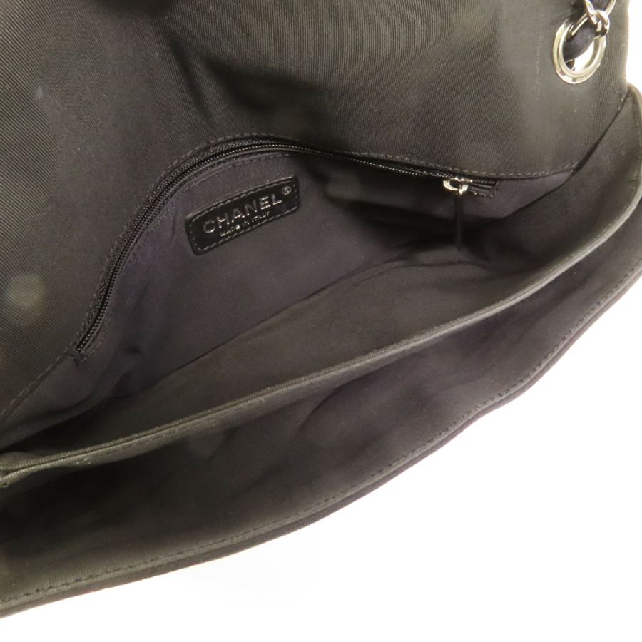 CHANEL 帆布Chain Shoulder銀扣鏈帶肩背袋-6
