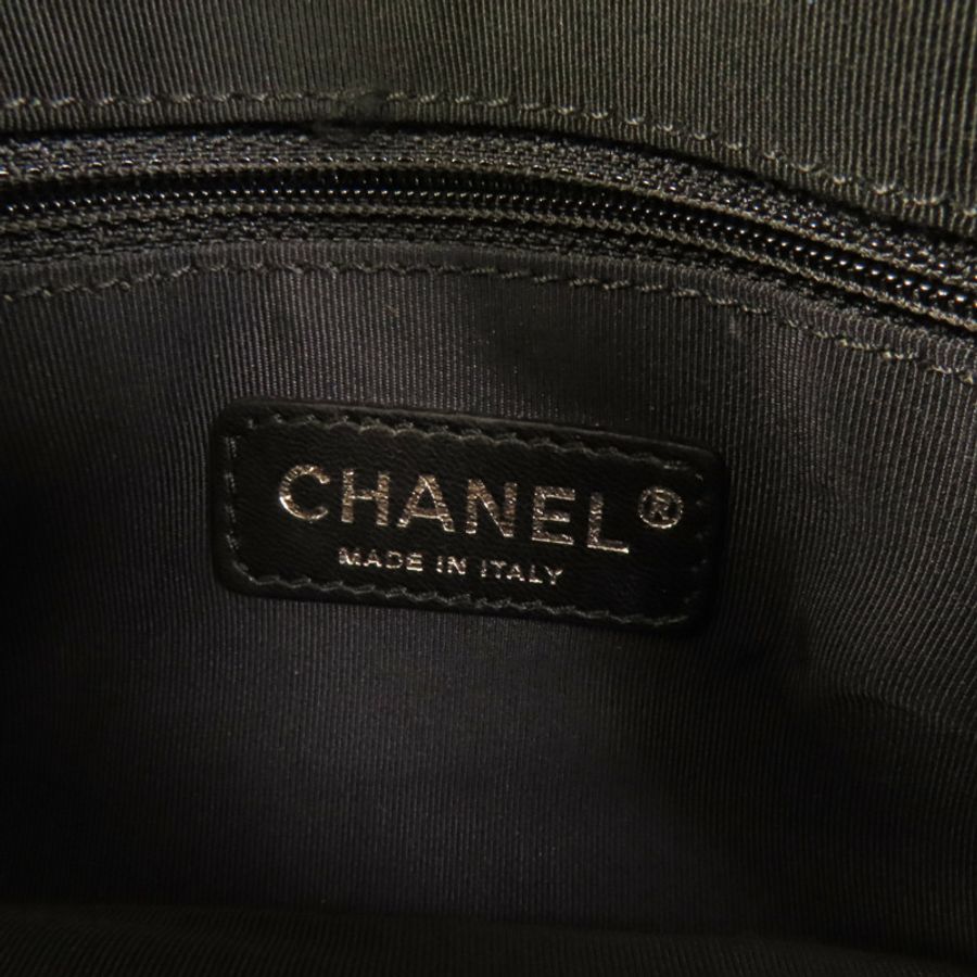 CHANEL 帆布Chain Shoulder銀扣鏈帶肩背袋-7