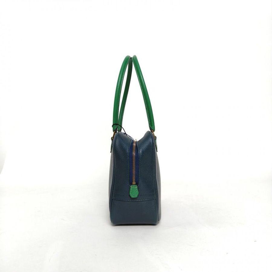 HERMES Plume迷你手提包217P普魯士藍Epsom皮圈Z金扣肩背包-1