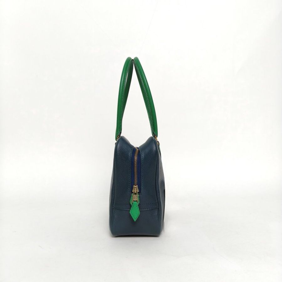 HERMES Plume迷你手提包217P普魯士藍Epsom皮圈Z金扣肩背包-3