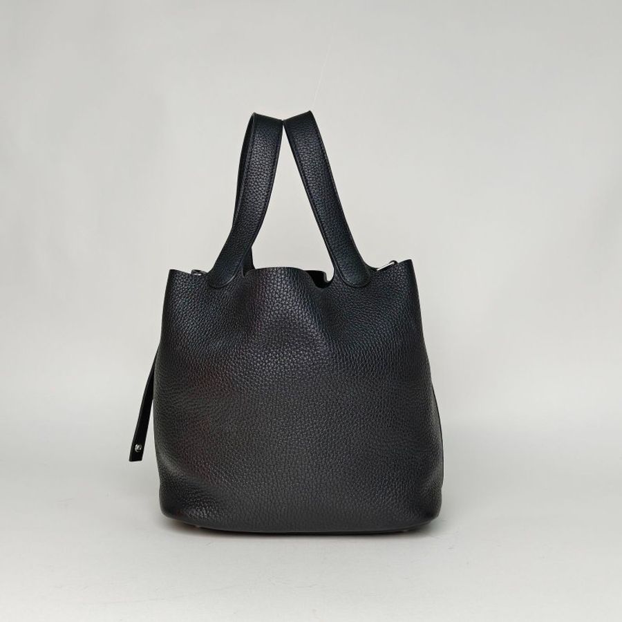 HERMES Picotin菜籃子2289黑色TC皮Z刻銀扣肩背包-1
