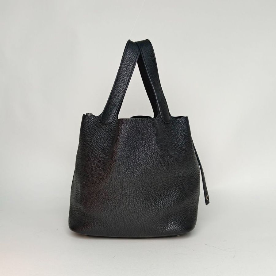HERMES Picotin菜籃子2289黑色TC皮Z刻銀扣肩背包-3