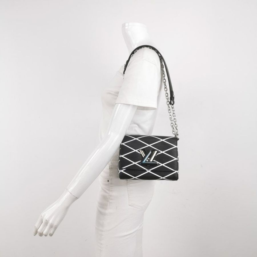 Louis Vuitton(LV)Twist小號牛皮拼色網格LV旋轉鎖扣單肩包-1