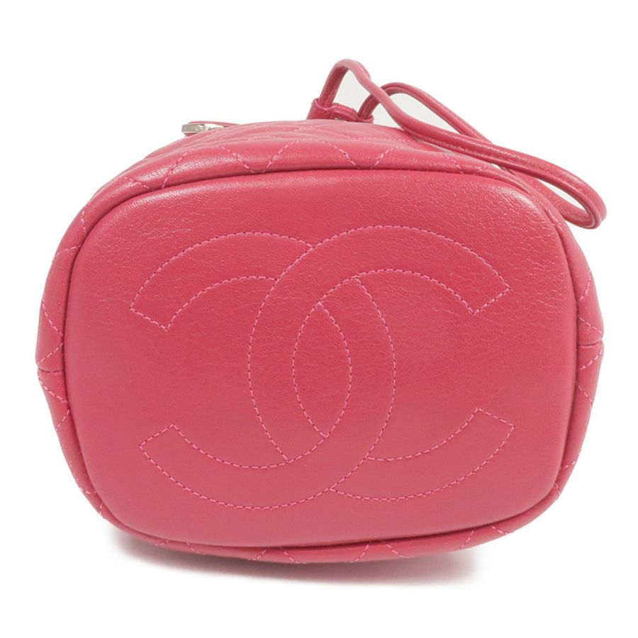 CHANEL 牛皮皮革Bucket Bag銀扣手挽肩背兩用袋-3