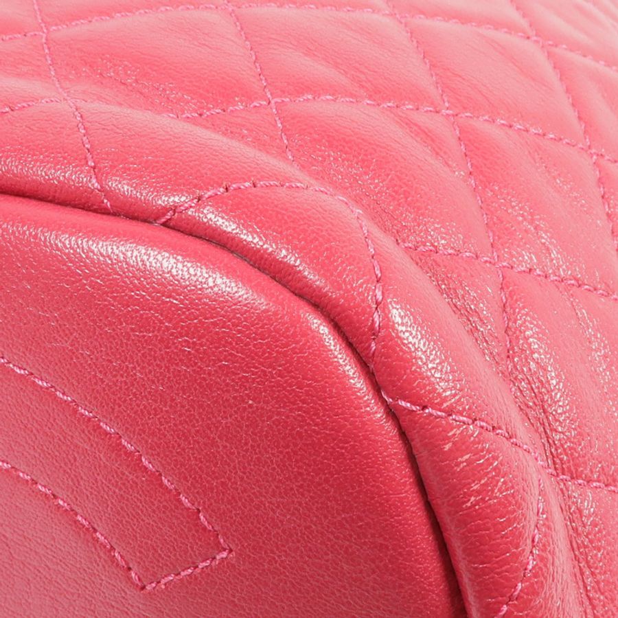 CHANEL 牛皮皮革Bucket Bag銀扣手挽肩背兩用袋-7