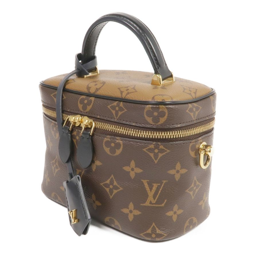 LOUIS VUITTON Monogram/Monogram Reverse Vanity PM金扣手挽肩背兩用袋棕色-2