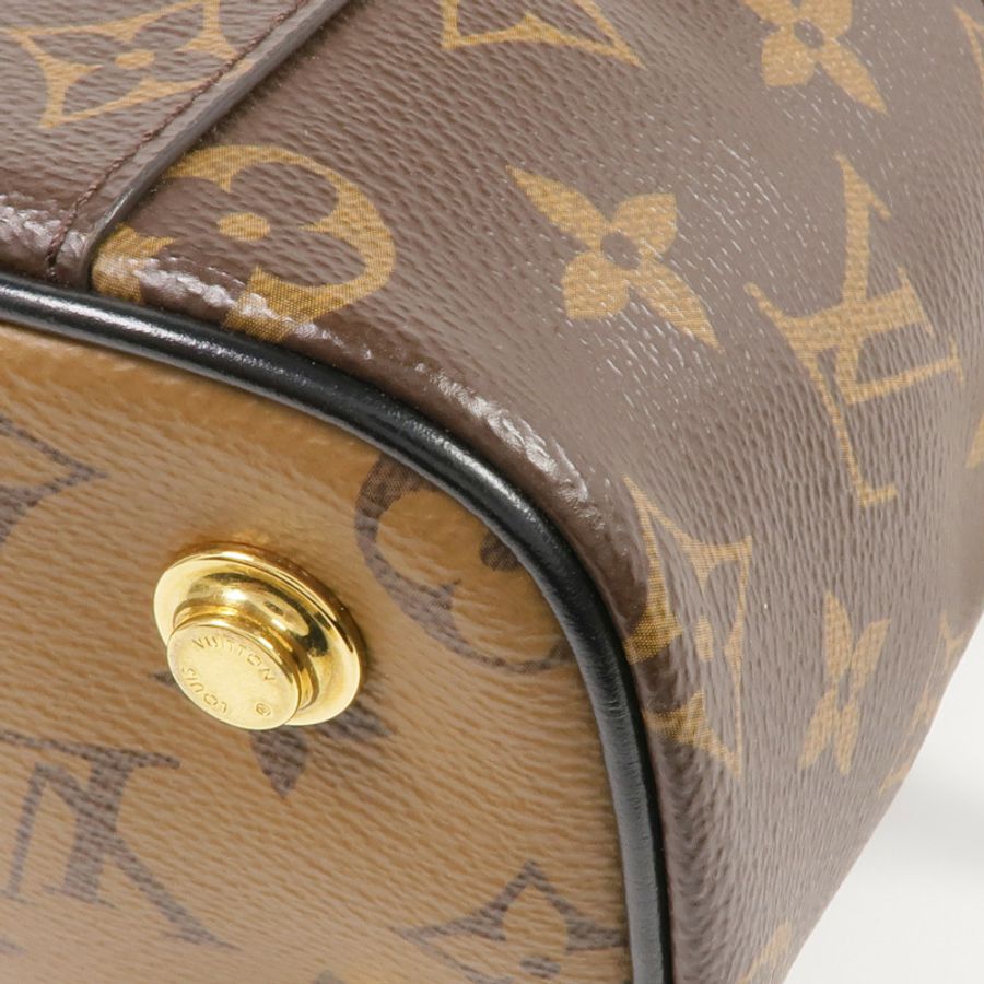 LOUIS VUITTON Monogram/Monogram Reverse Vanity PM金扣手挽肩背兩用袋棕色-7