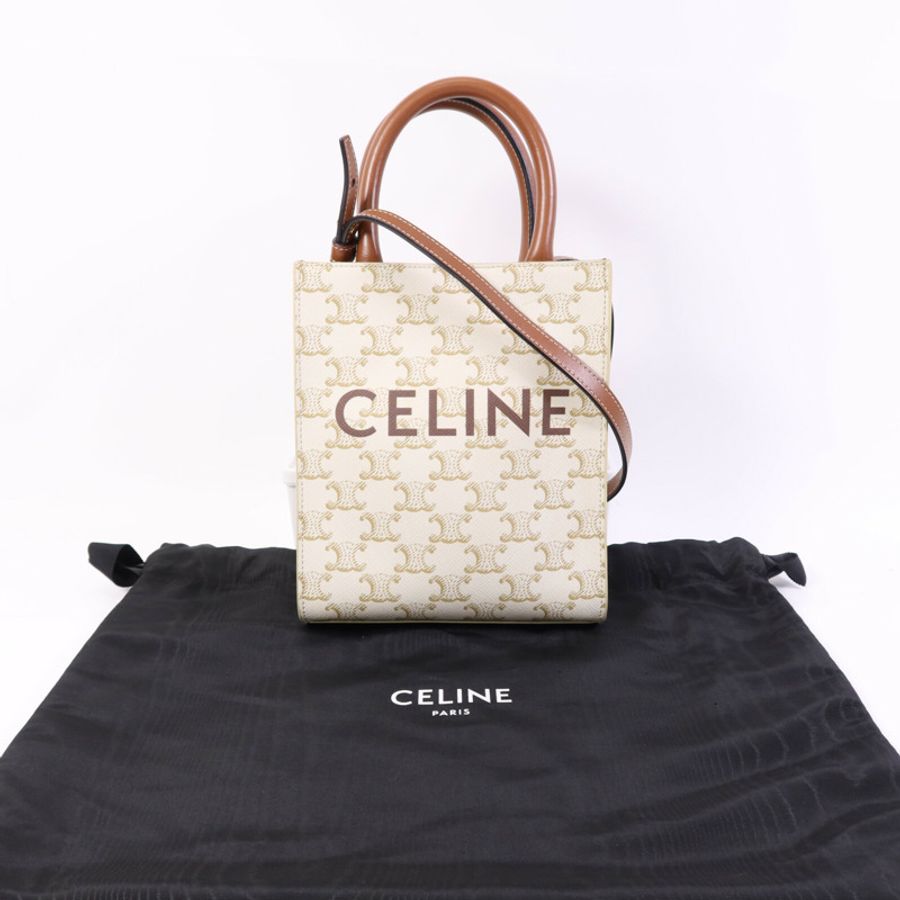 CELINE 塗層帆布Cabas Tote Bag mimi金扣手挽肩背兩用袋-8