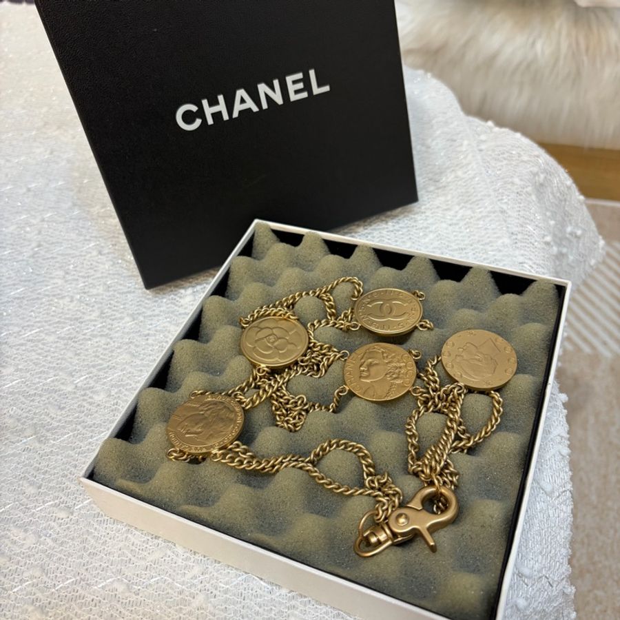 Chanel 08A 淡金 金幣腰鏈-7