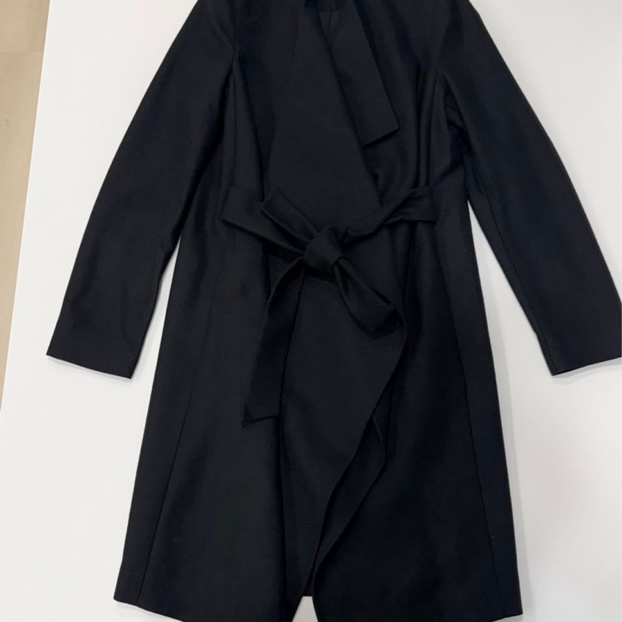 Allsaints 寬鬆型綁帶毛料外套大衣 黑-5