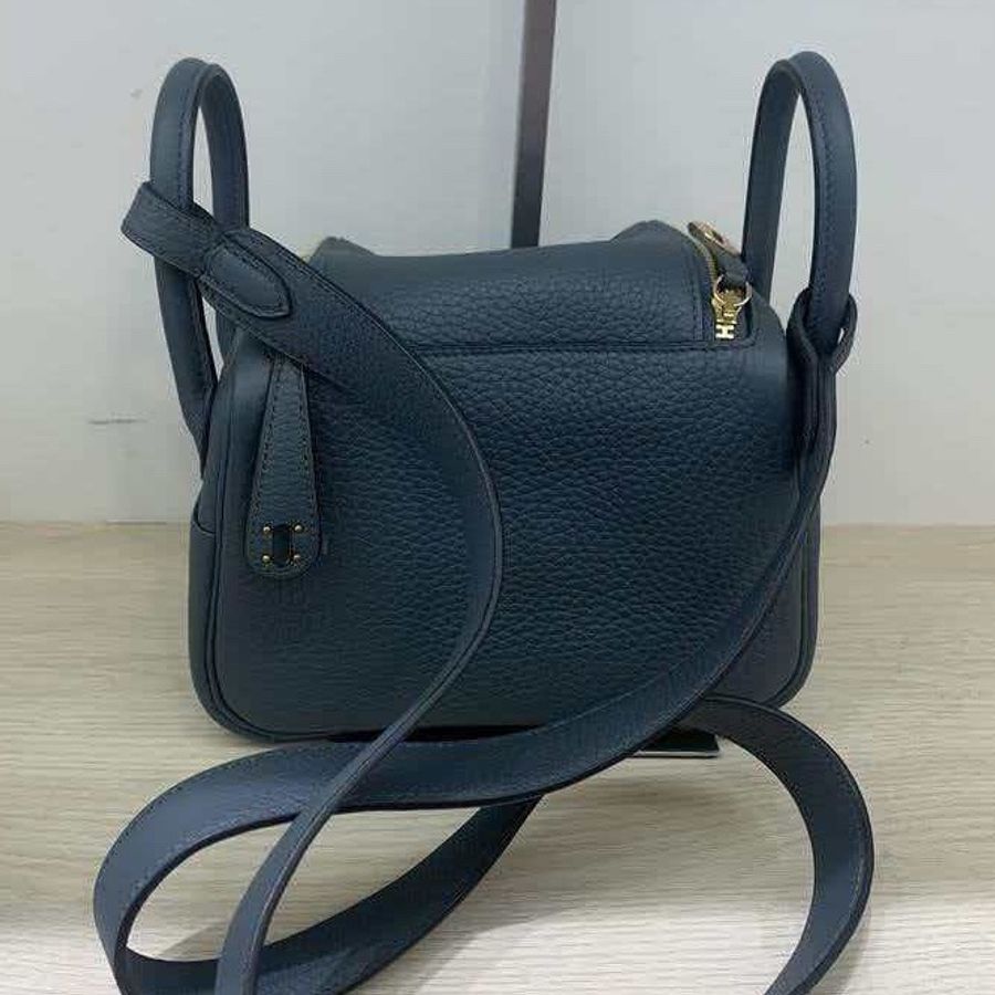 🌈Hermes💙Mini Lindy一代💙Y7風暴藍色金扣💙閑置未使用 🌈TC皮🌟Stamp Y🌟-8