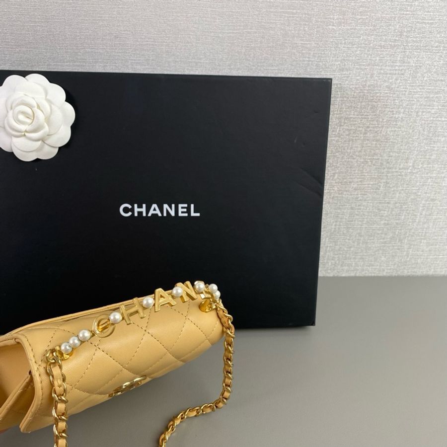 ✨Chanel 手柄珍珠 奶茶色Kelly 99新 晶片款🤍-9