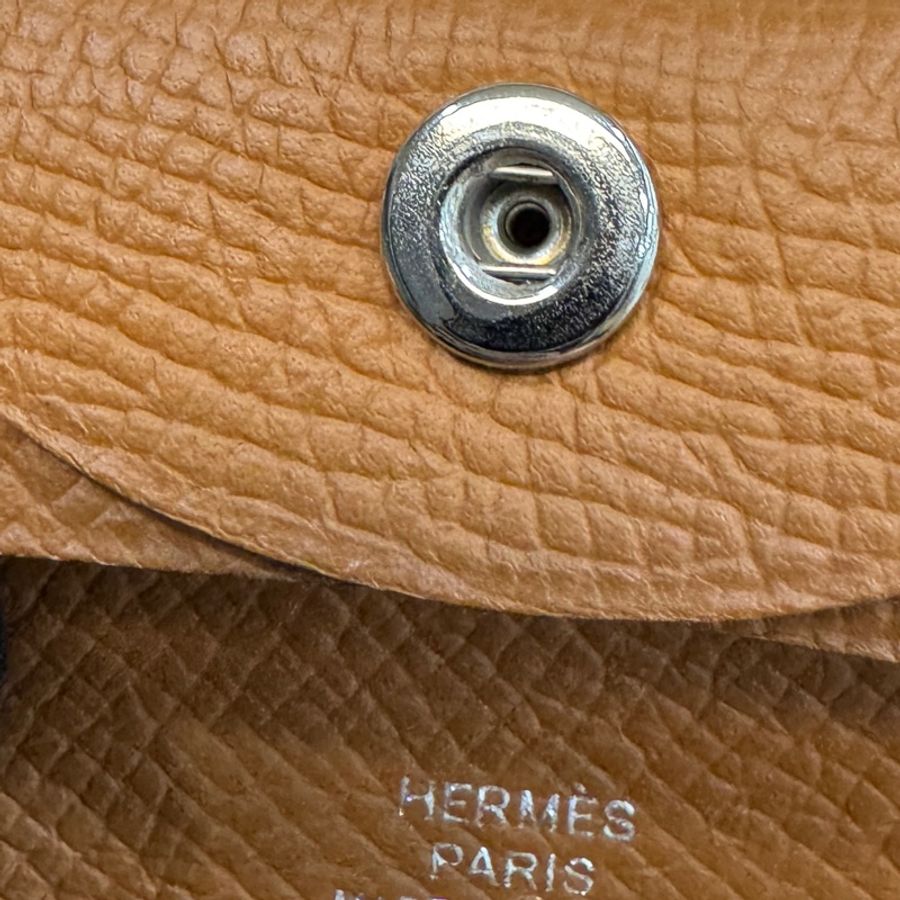 Hermers 37 gold金棕銀釦EPSOM皮basta零錢包-9