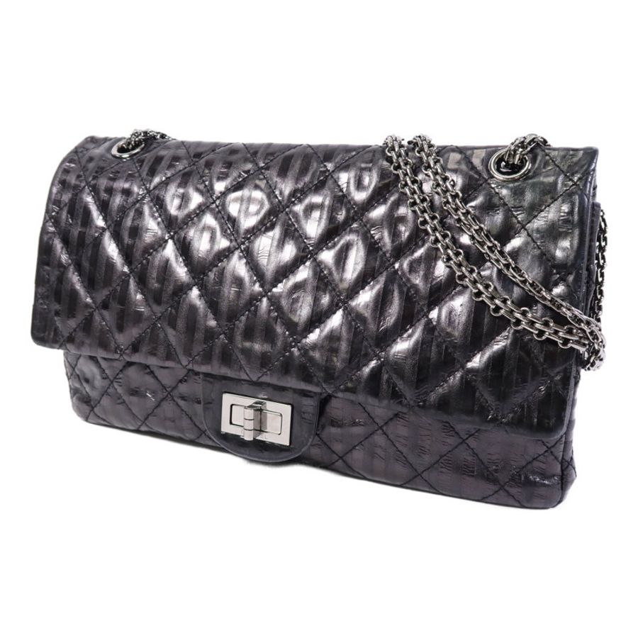 CHANEL 牛皮皮革2.55 Large銀扣鏈帶肩背袋-1