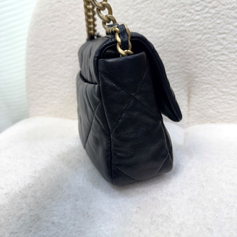 🖤香奈兒19 chanel黑金油蠟羊皮19bag小號26cm AS1160-7