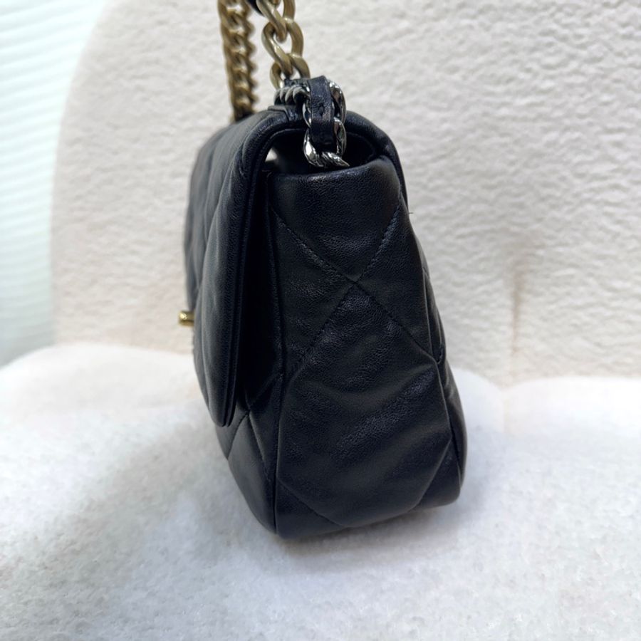 🖤香奈兒19 chanel黑金油蠟羊皮19bag小號26cm AS1160-8