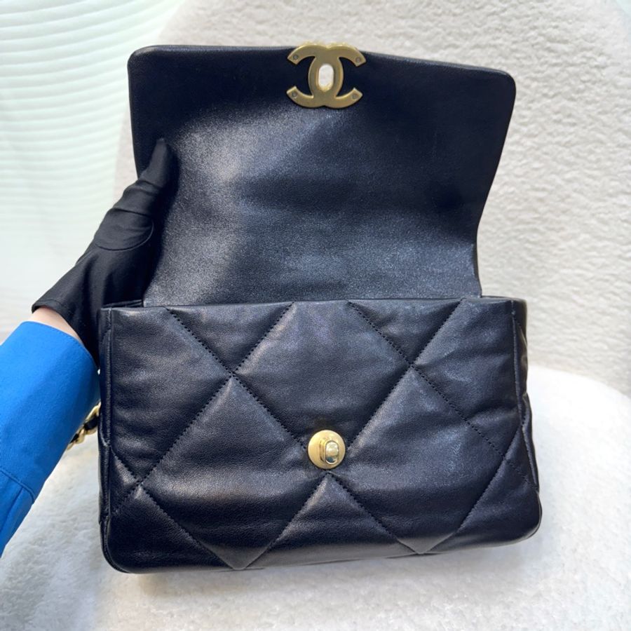 🖤香奈兒19 chanel黑金油蠟羊皮19bag小號26cm AS1160-19