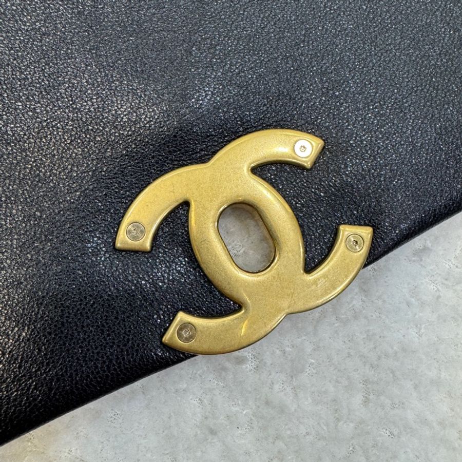 🖤香奈兒19 chanel黑金油蠟羊皮19bag小號26cm AS1160-21
