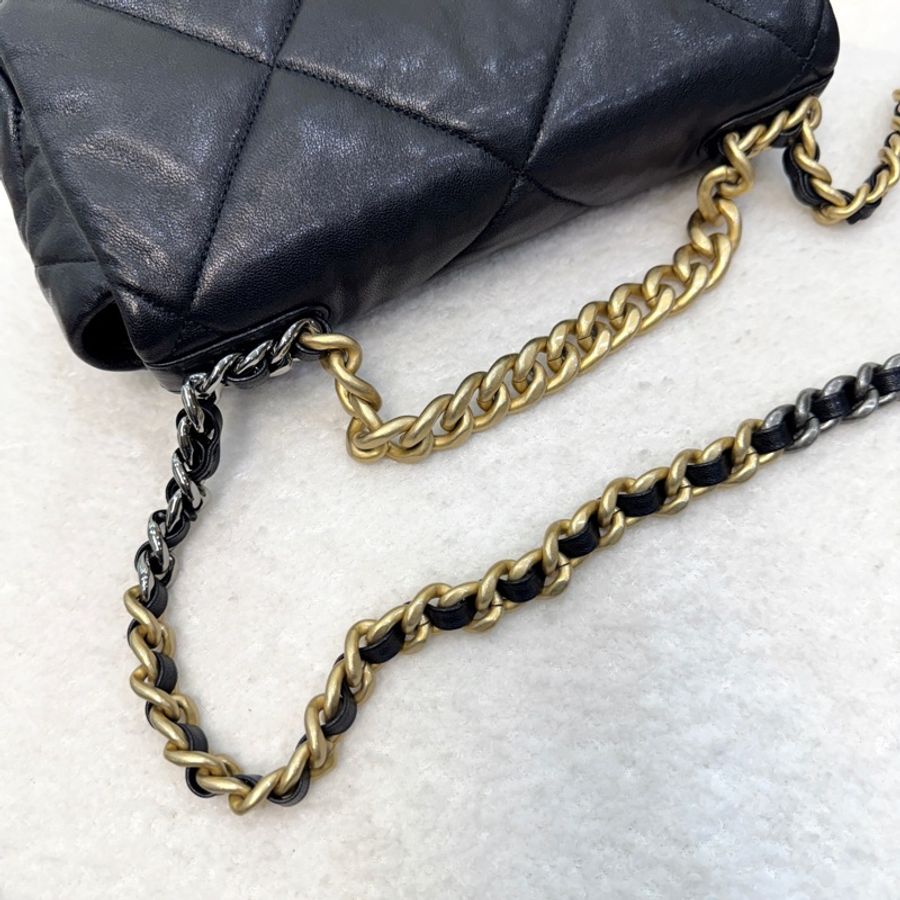🖤香奈兒19 chanel黑金油蠟羊皮19bag小號26cm AS1160-25