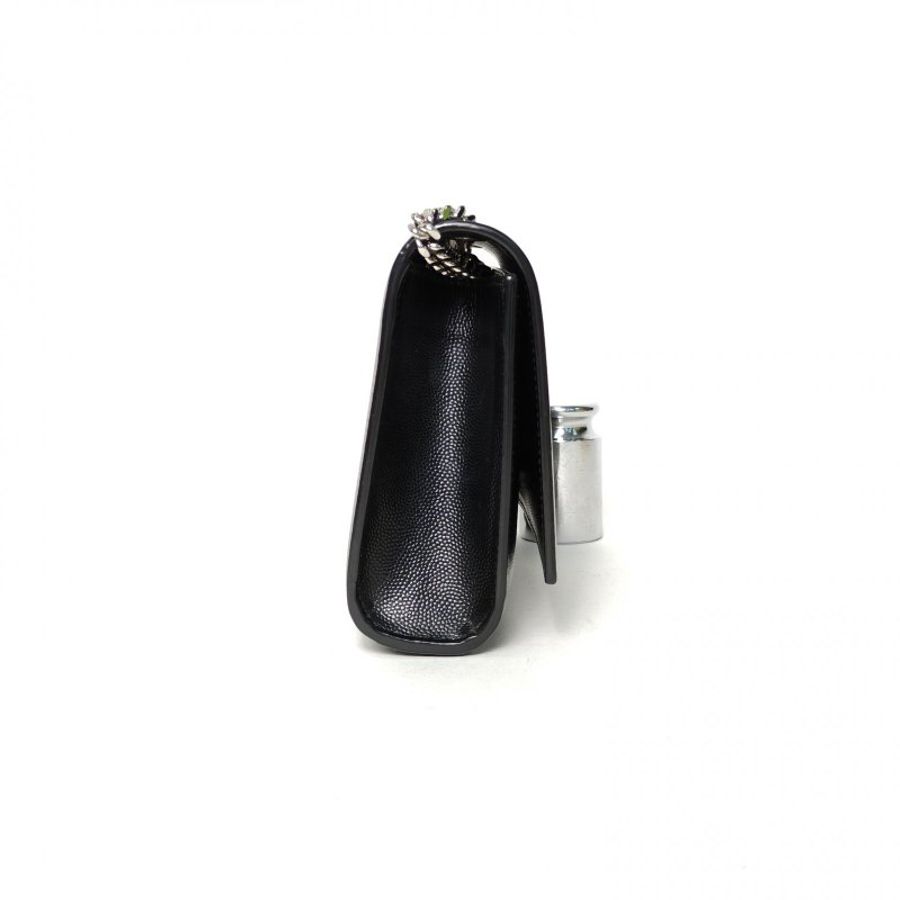 SAINT LAURENT KATE小號20荔枝皮黑色牛皮銀扣肩背包-3