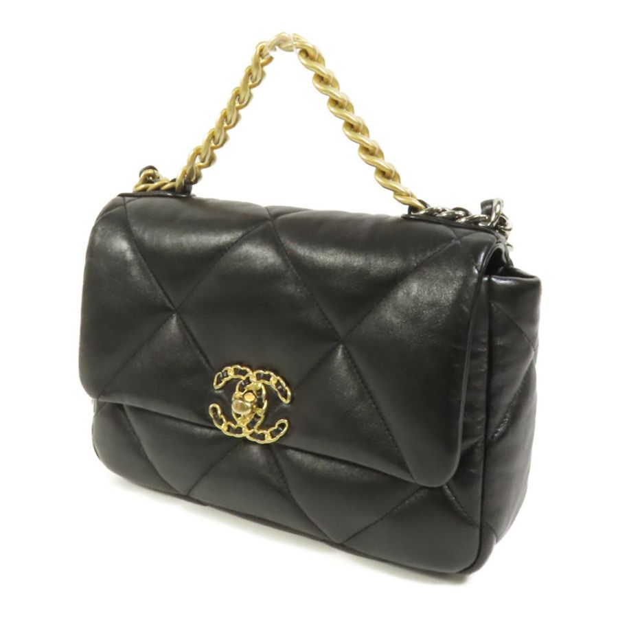 CHANEL 羊皮皮革Chanel 19 Small金扣鏈帶手挽肩背兩用袋-2