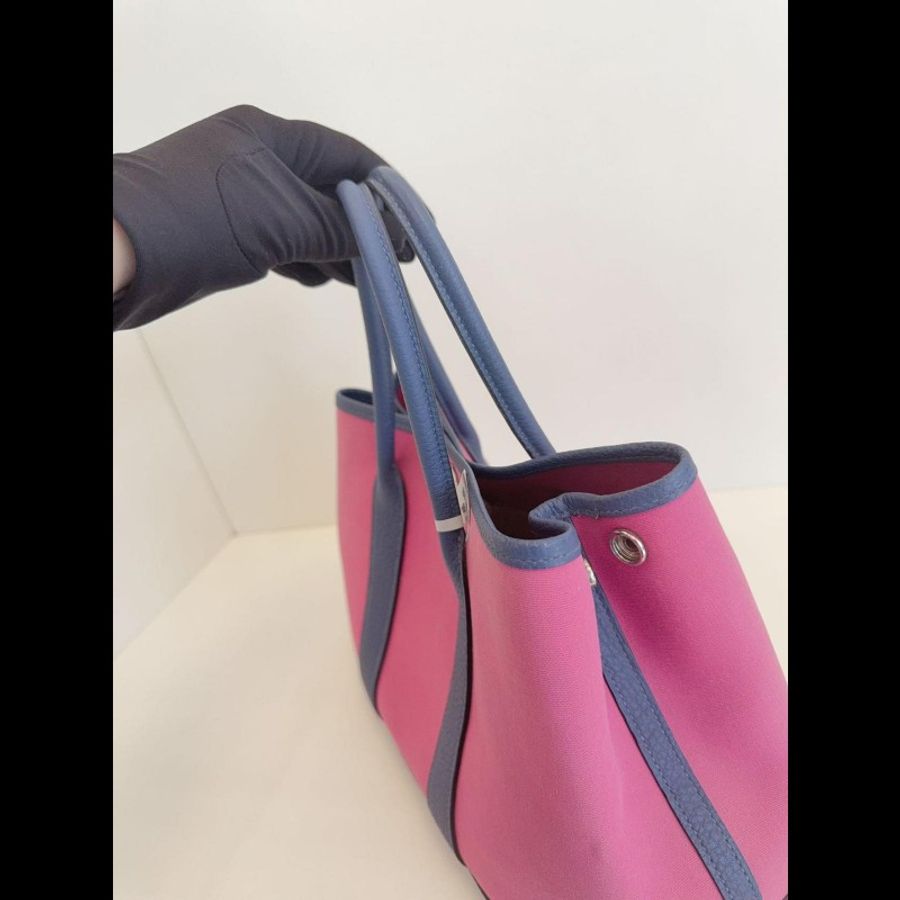 Hermes 帆布拼皮GardenParty Gp30 花園包-15