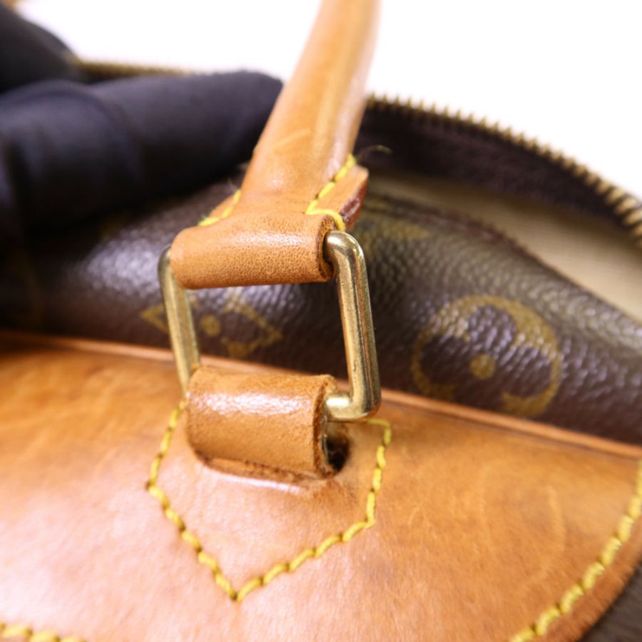 LOUIS VUITTON Monogram Deauville金扣手挽袋棕色-9