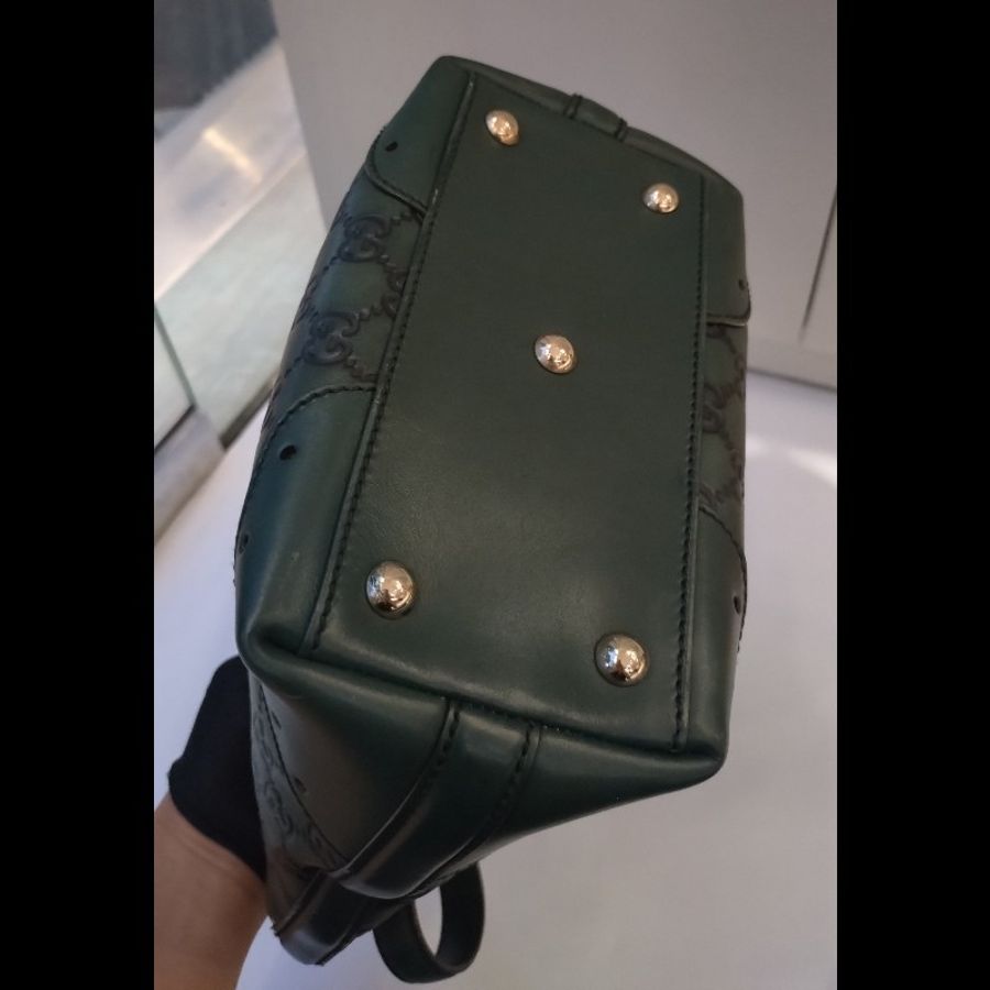 Gucci 綠色皮革壓紋小購物包-5