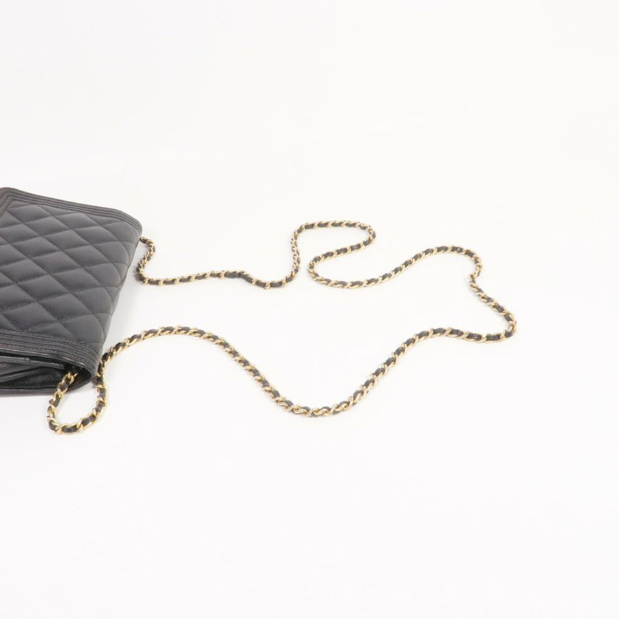 CHANEL 牛皮皮革WOC Wallet On Chain金扣鏈帶肩背袋-4