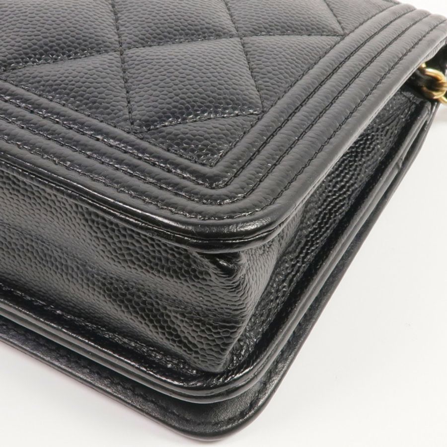 CHANEL 牛皮皮革WOC Wallet On Chain金扣鏈帶肩背袋-7