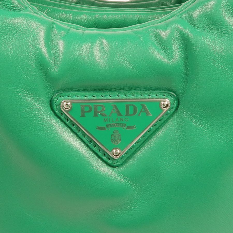 PRADA Nappa皮革Small Soft Padded Bag銀扣手挽肩背兩用袋-9