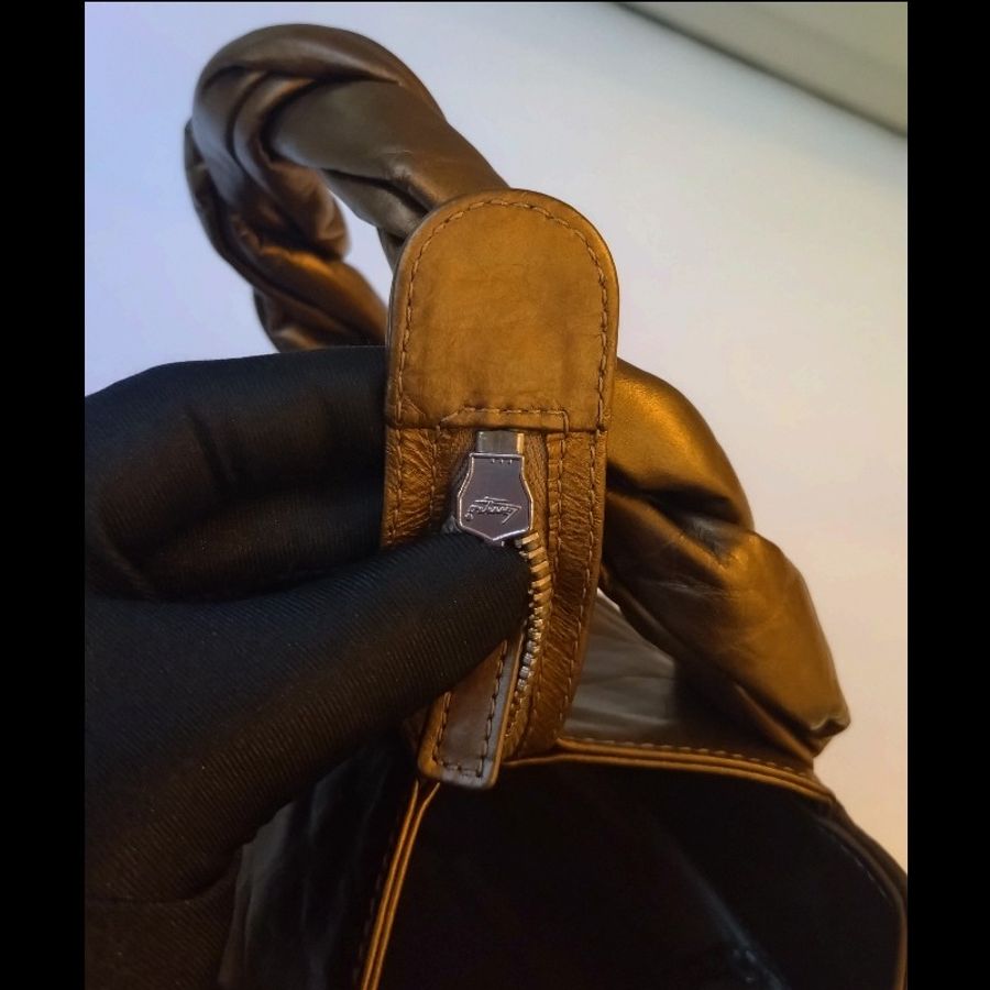Chanel 古銅金皮革編織手提托特包-10
