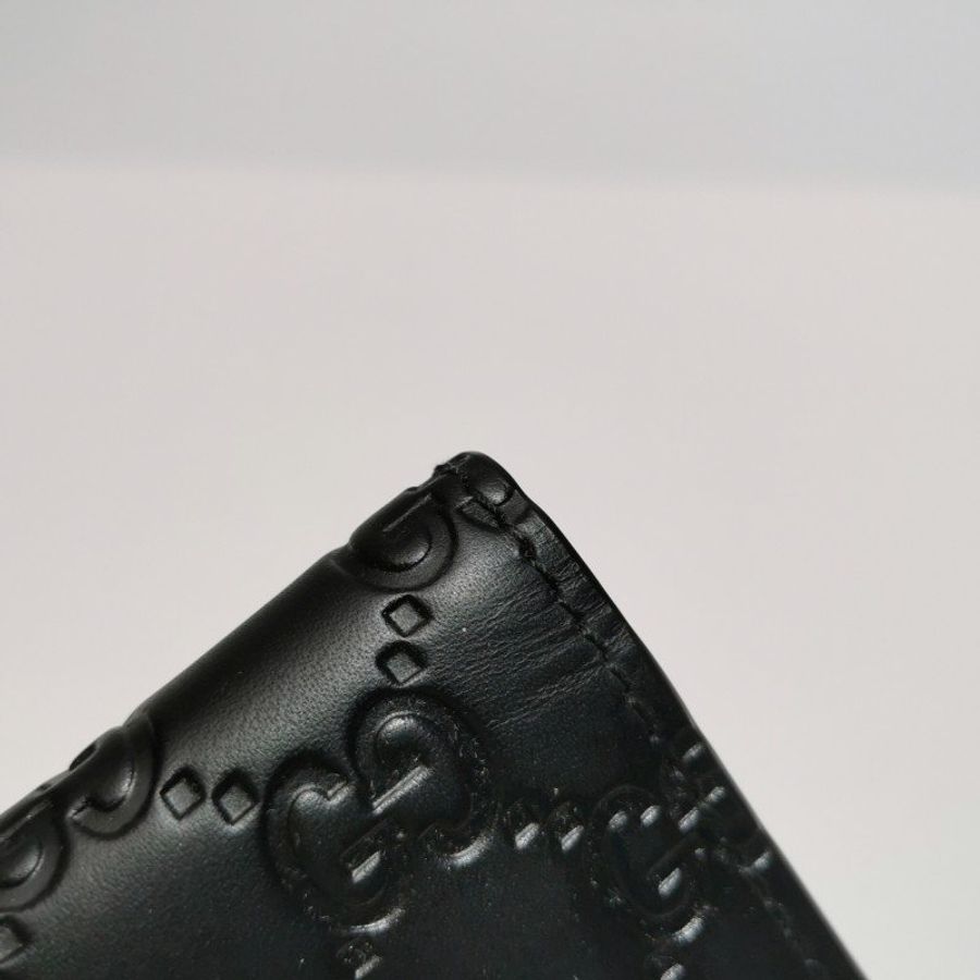Gucci牛皮純色雙G老花壓紋蝴蝶結錢包-12