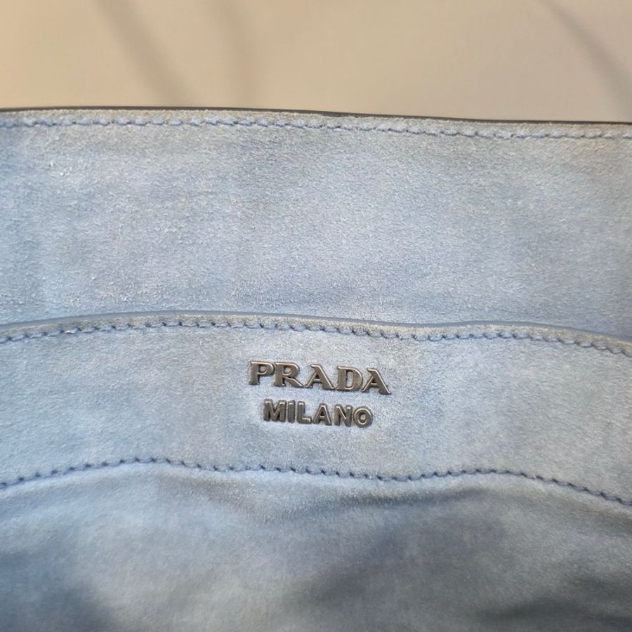 Prada藍標鐵灰色托特包-13