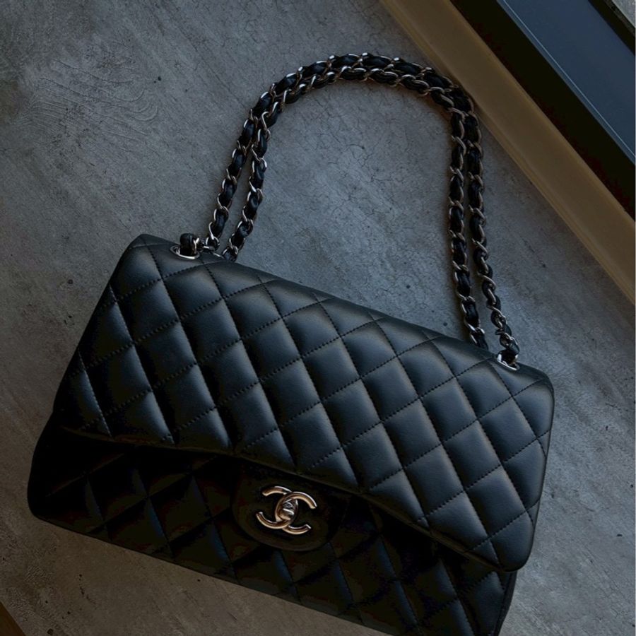 Chanel jumbo黑銀羊皮-2