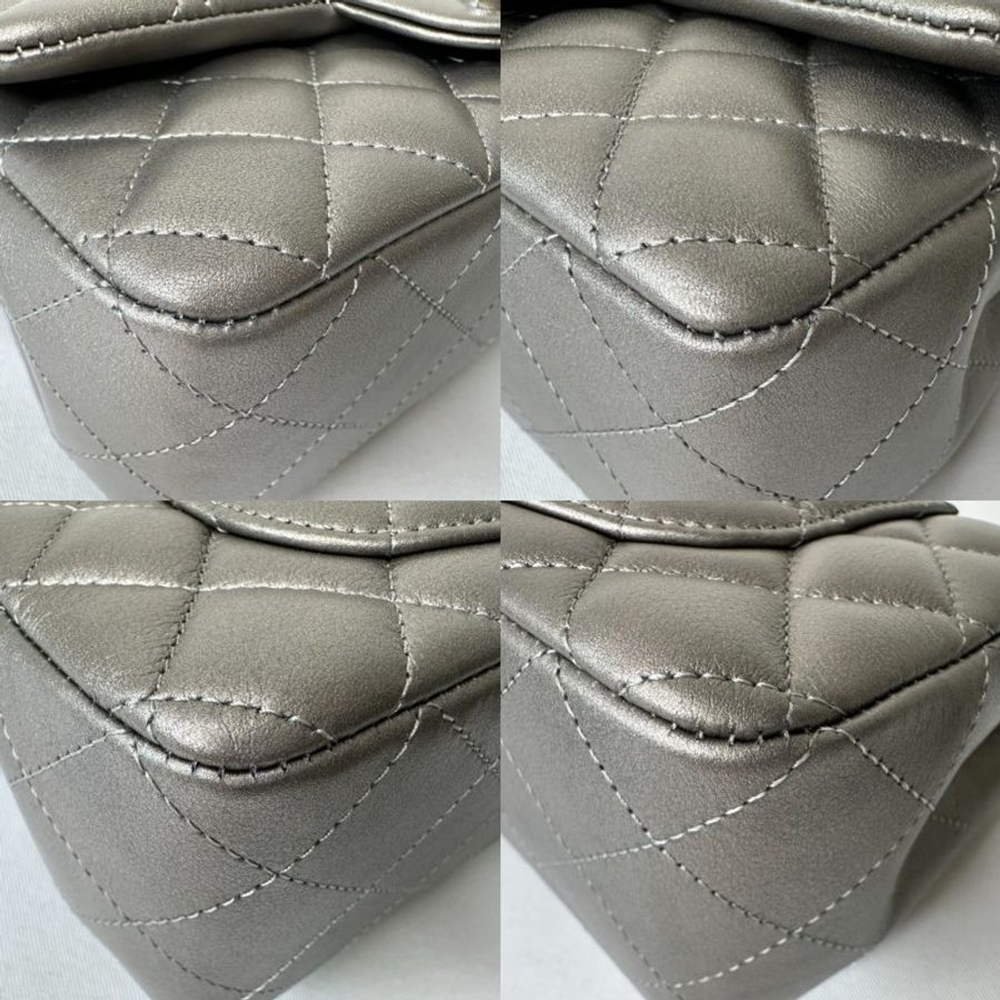 CHANEL CF 20金屬灰鏈帶包-9