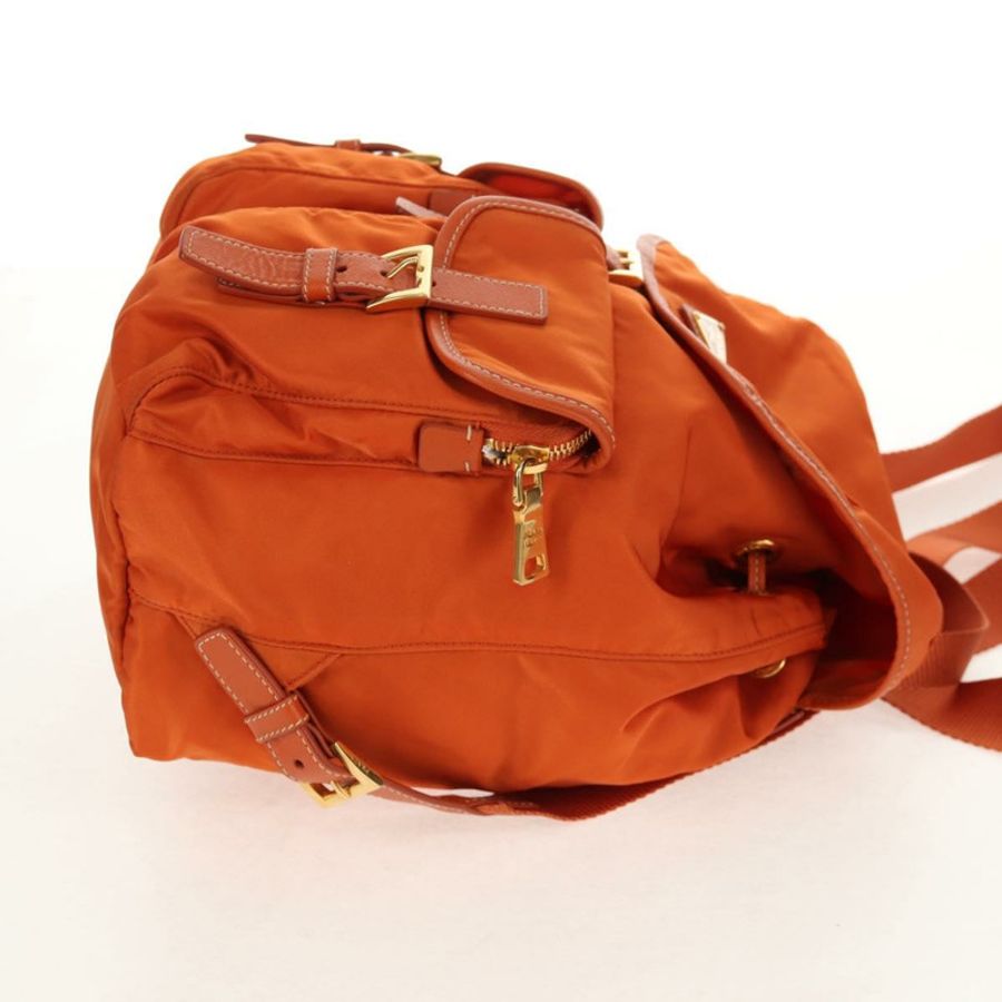 【日本直送】PRADA 雙肩包 尼龍 橘色 金色 正品 155325V-3