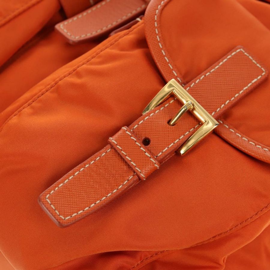 【日本直送】PRADA 雙肩包 尼龍 橘色 金色 正品 155325V-22