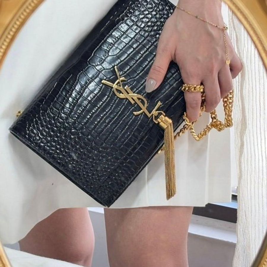 YSL 經典不墜的流蘇Kate包-黑色-2