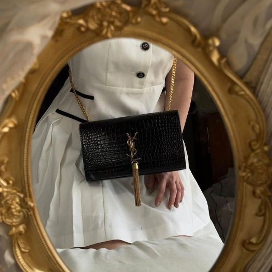 YSL 經典不墜的流蘇Kate包-黑色-4