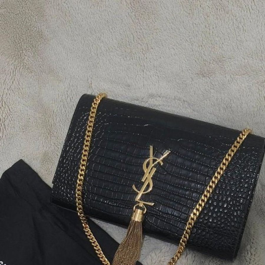 YSL 經典不墜的流蘇Kate包-黑色-7