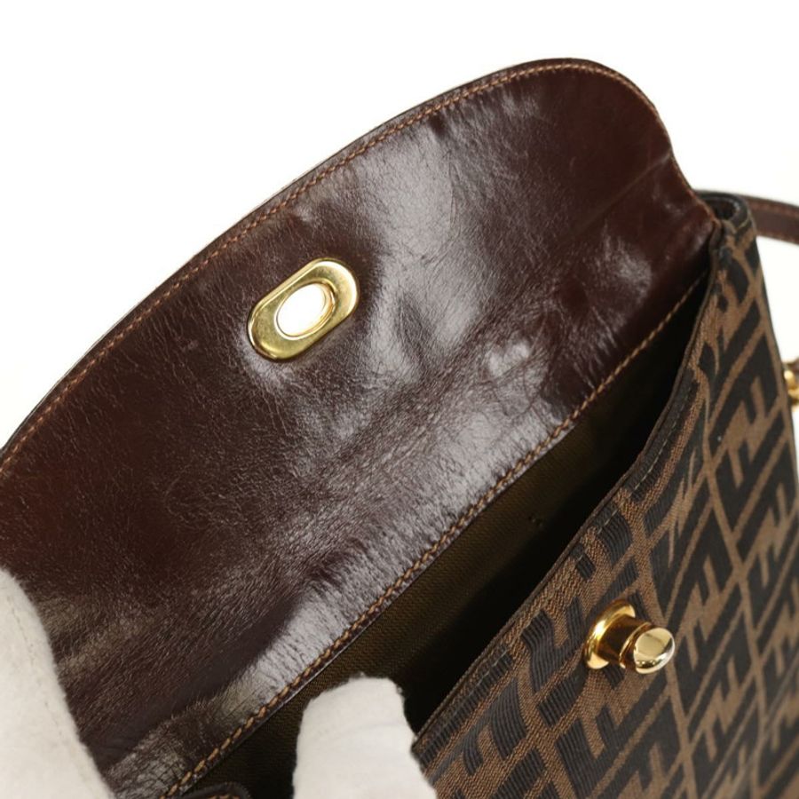 【日本直送】FENDI Zucca帆布手提包 黑色棕色 正品 156483V-8