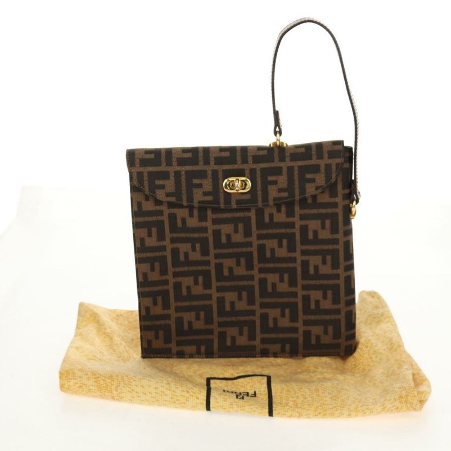【日本直送】FENDI Zucca帆布手提包 黑色棕色 正品 156483V-11