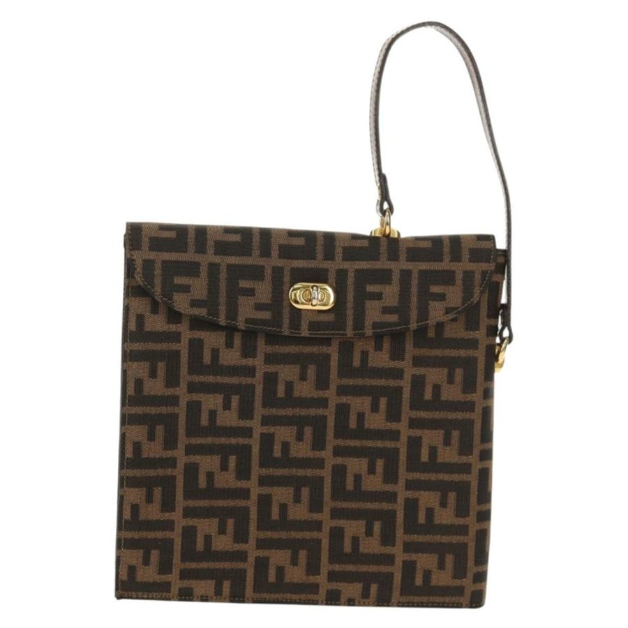 【日本直送】FENDI Zucca帆布手提包 黑色棕色 正品 156483V-12