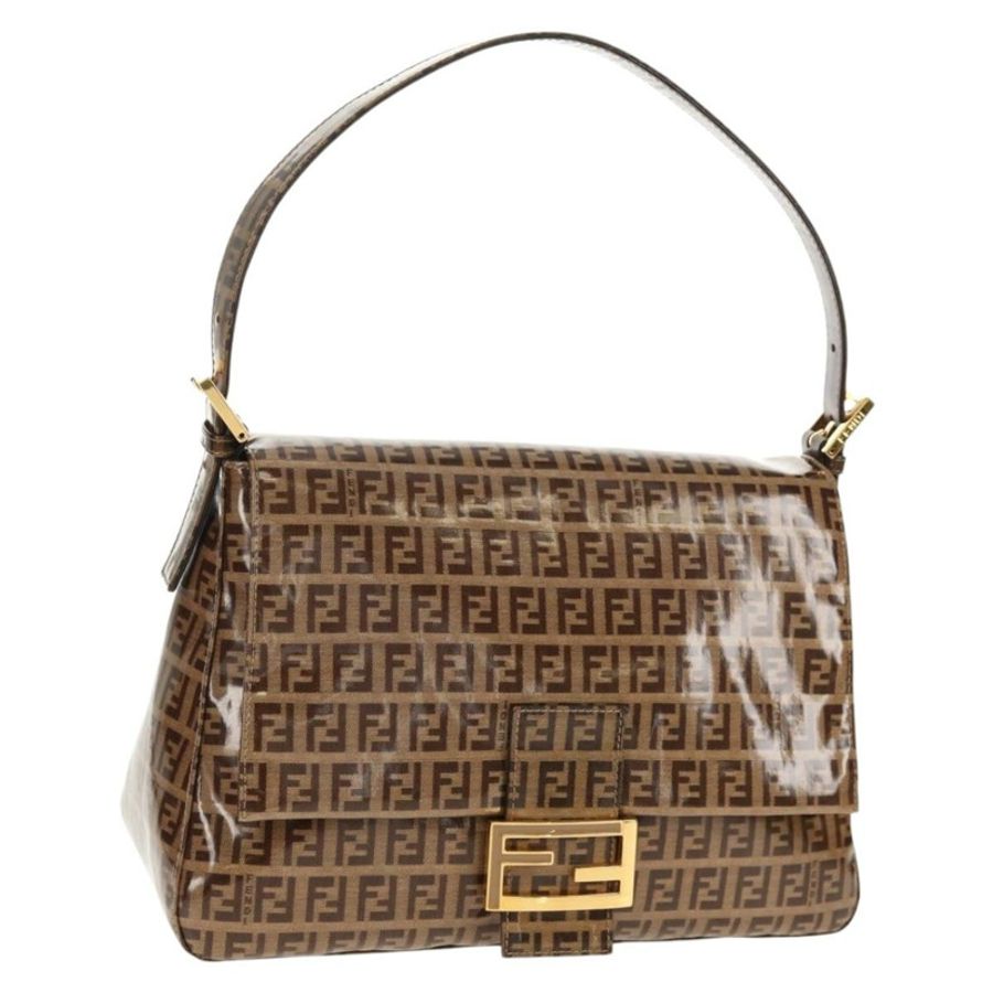 【日本直送】FENDI Zucchino帆布Mamma Baguette手袋琺瑯米色金色正品yk20093V-0