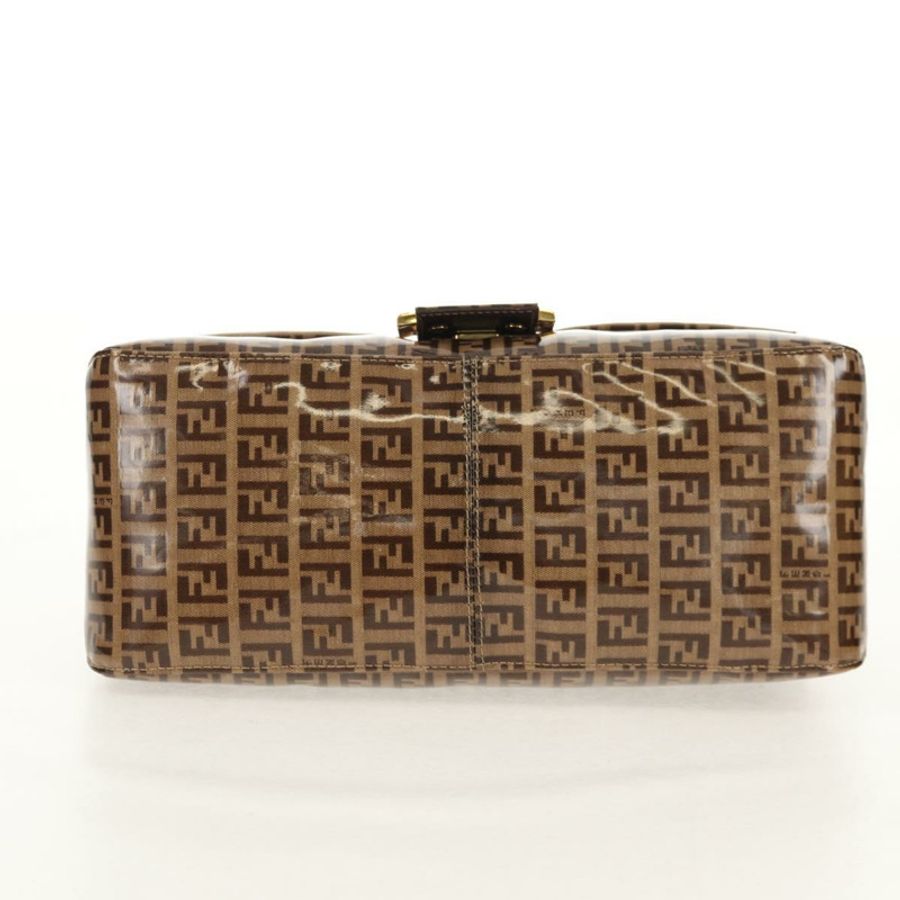 【日本直送】FENDI Zucchino帆布Mamma Baguette手袋琺瑯米色金色正品yk20093V-4