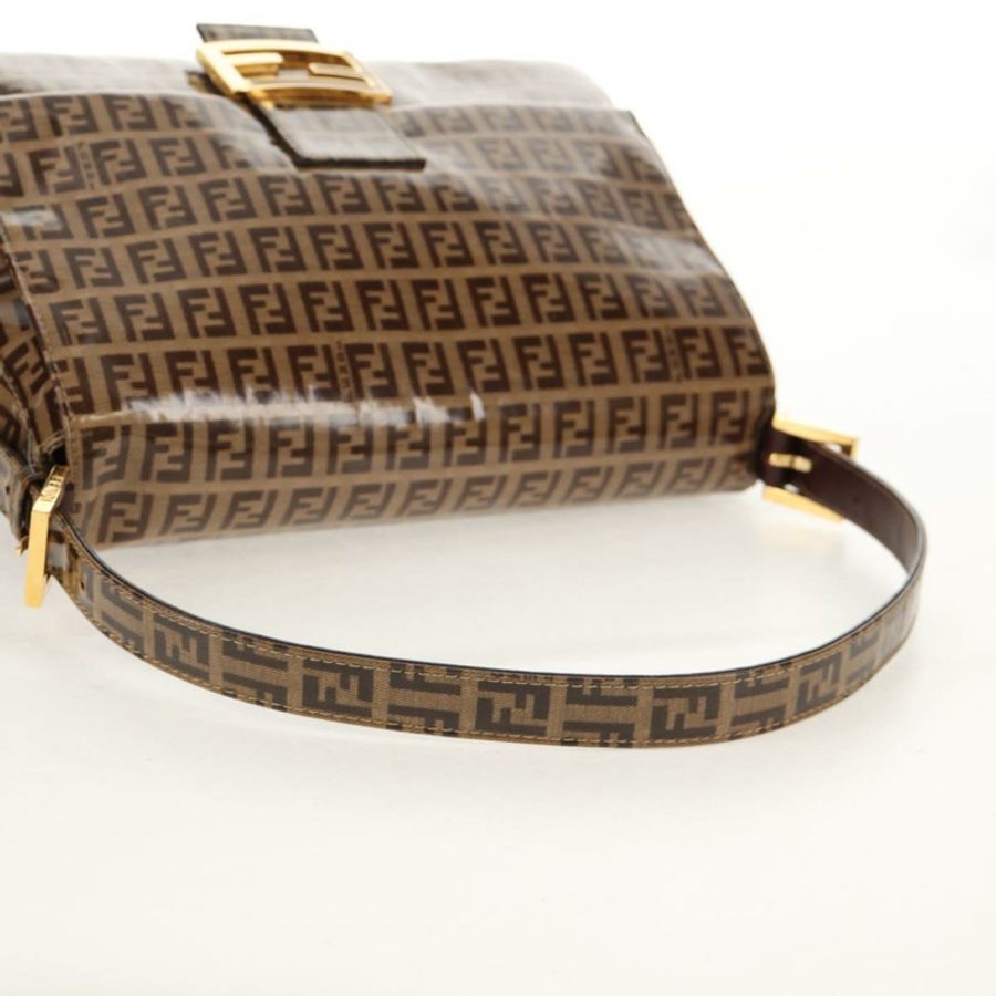 【日本直送】FENDI Zucchino帆布Mamma Baguette手袋琺瑯米色金色正品yk20093V-6