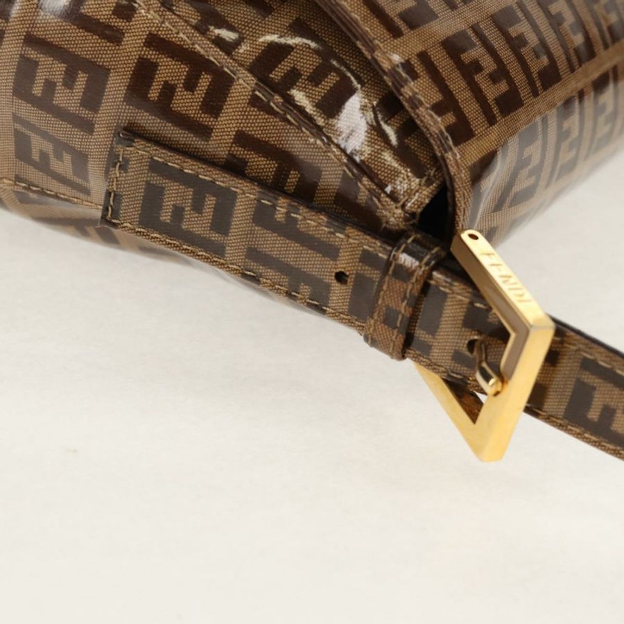 【日本直送】FENDI Zucchino帆布Mamma Baguette手袋琺瑯米色金色正品yk20093V-7