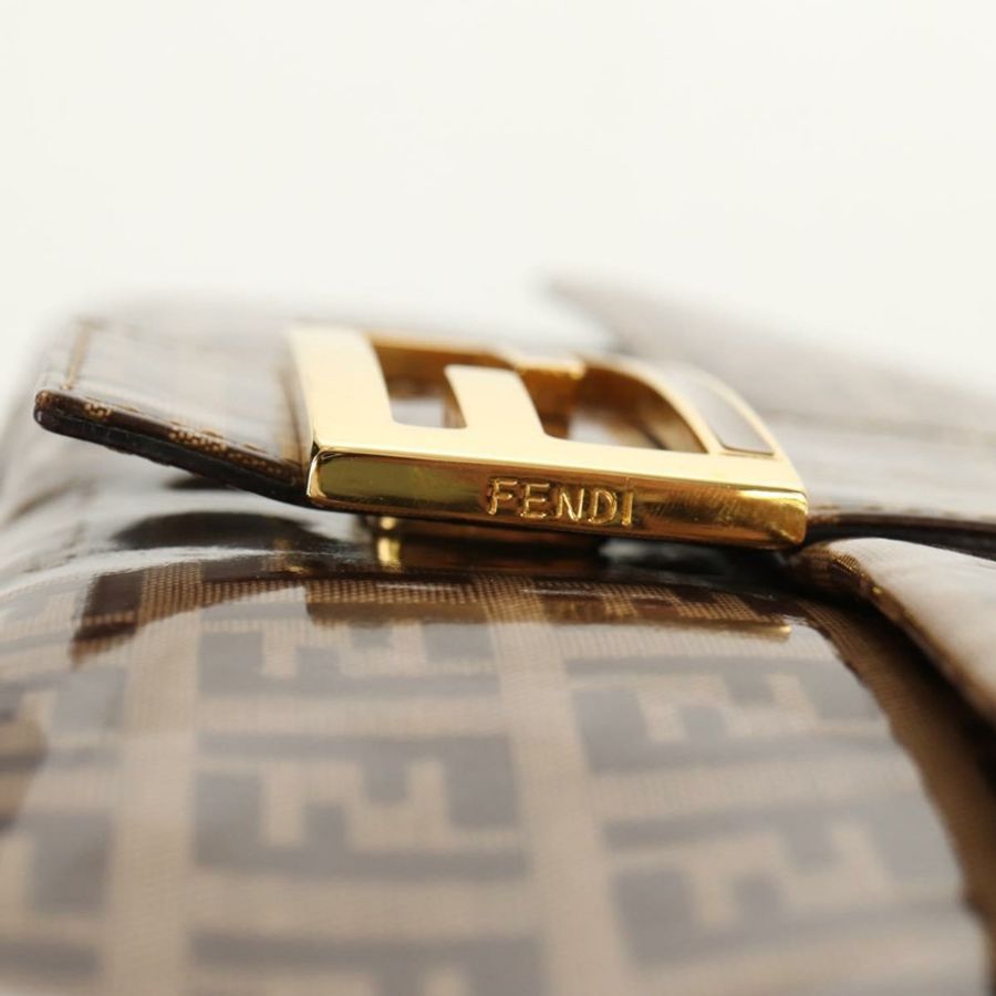 【日本直送】FENDI Zucchino帆布Mamma Baguette手袋琺瑯米色金色正品yk20093V-8