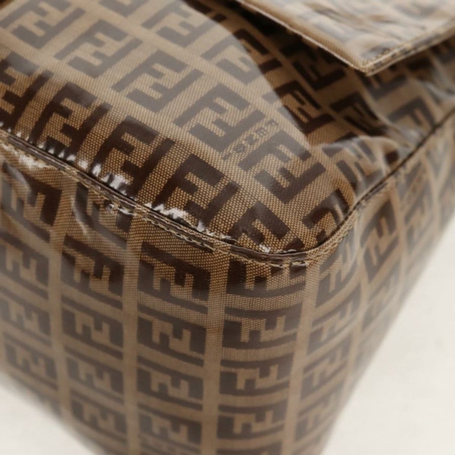 【日本直送】FENDI Zucchino帆布Mamma Baguette手袋琺瑯米色金色正品yk20093V-15